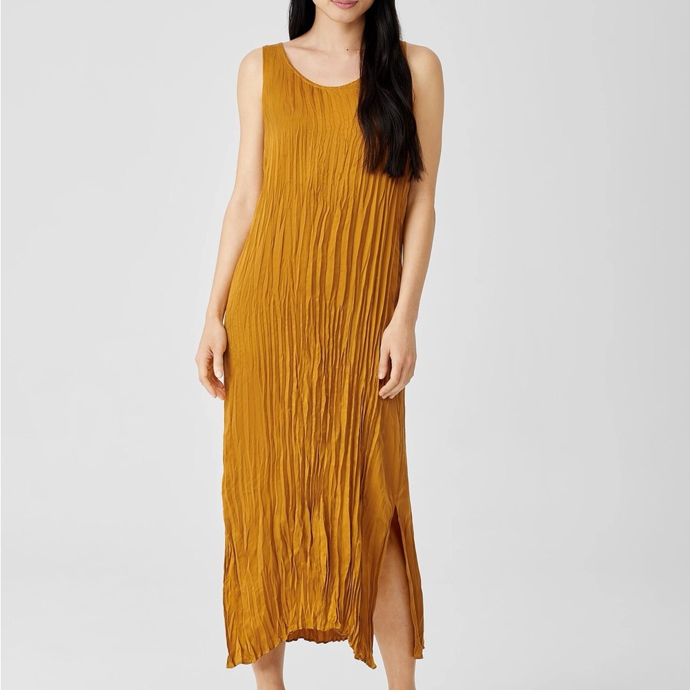 Eileen Fisher cupro scoop neck crinkle dress Size XXS